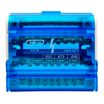 Шина нулевая в корпусе TTD 4х11N Энергия (синяя) - Электрика, НВА - Щитки и аксессуары для монтажа - Шины нулевые - Магазин стабилизаторов напряжения Ток-Про